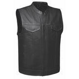 Clubman - Men's SOA Club Style leather Motorcycle Vest - Unik Just for Bikers - Flyclothing LLC