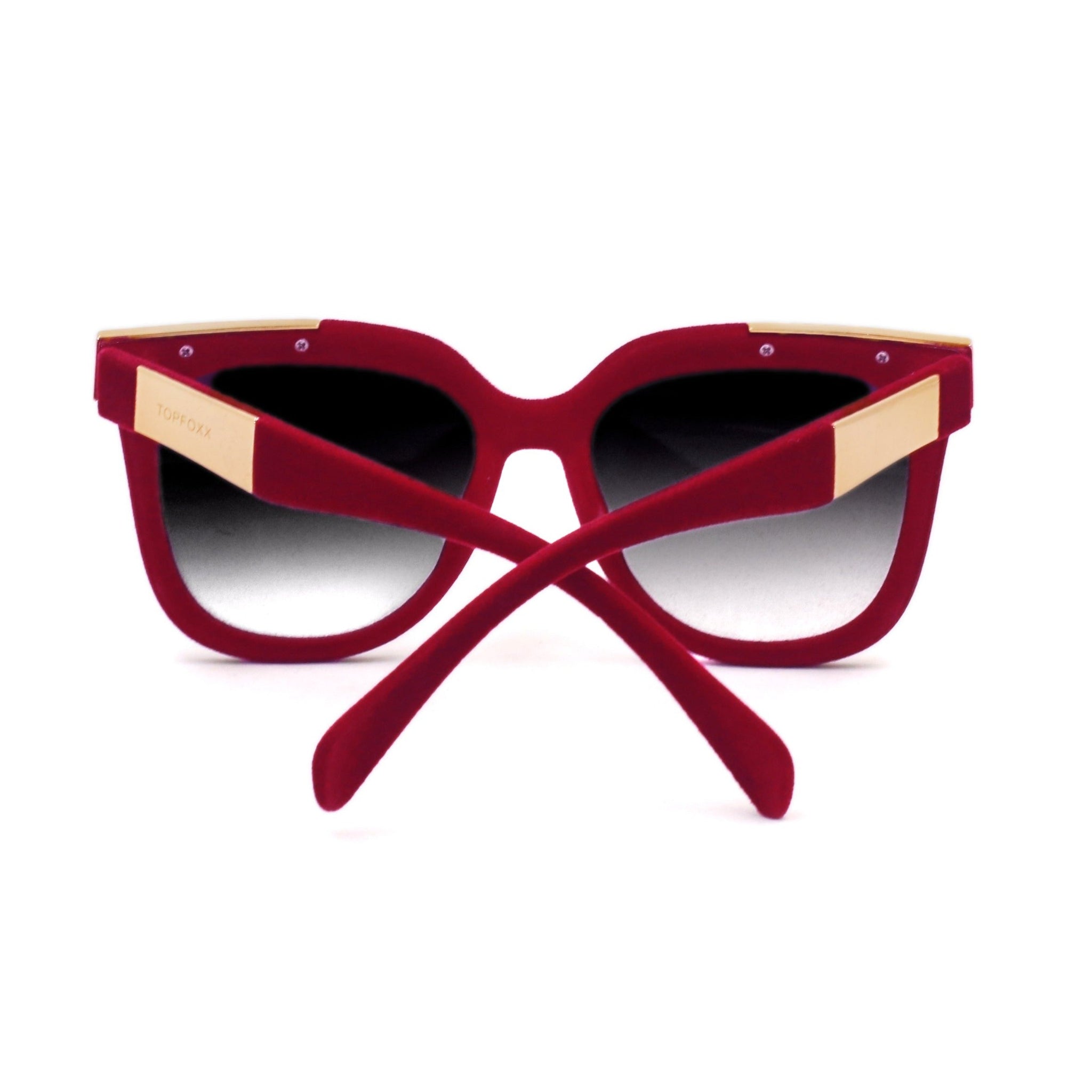 Coco - Red Velvet Frame Black Lens Wayfarer Sunglasses - TopFoxx - Flyclothing LLC