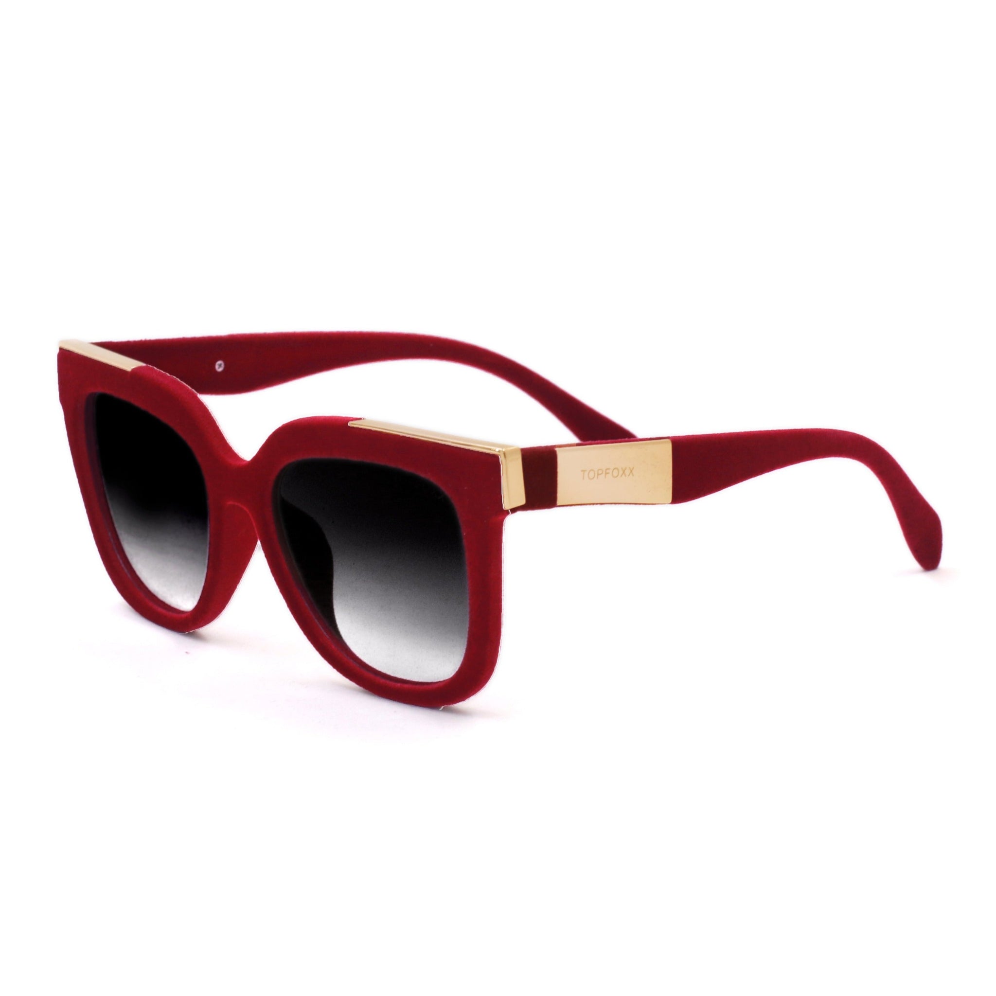 Coco - Red Velvet Frame Black Lens Wayfarer Sunglasses - TopFoxx - Flyclothing LLC
