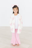 Coconut/Light Pink Heart Cozy Cardigan