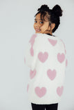 Coconut/Light Pink Heart Cozy Cardigan