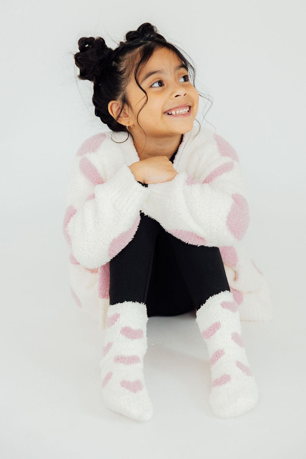 Coconut/Light Pink Heart Cozy Socks - Mila & Rose ® - Flyclothing LLC