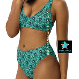 Baha Ranch Yeehaw Turquoise Floral Leather Print Bikini
