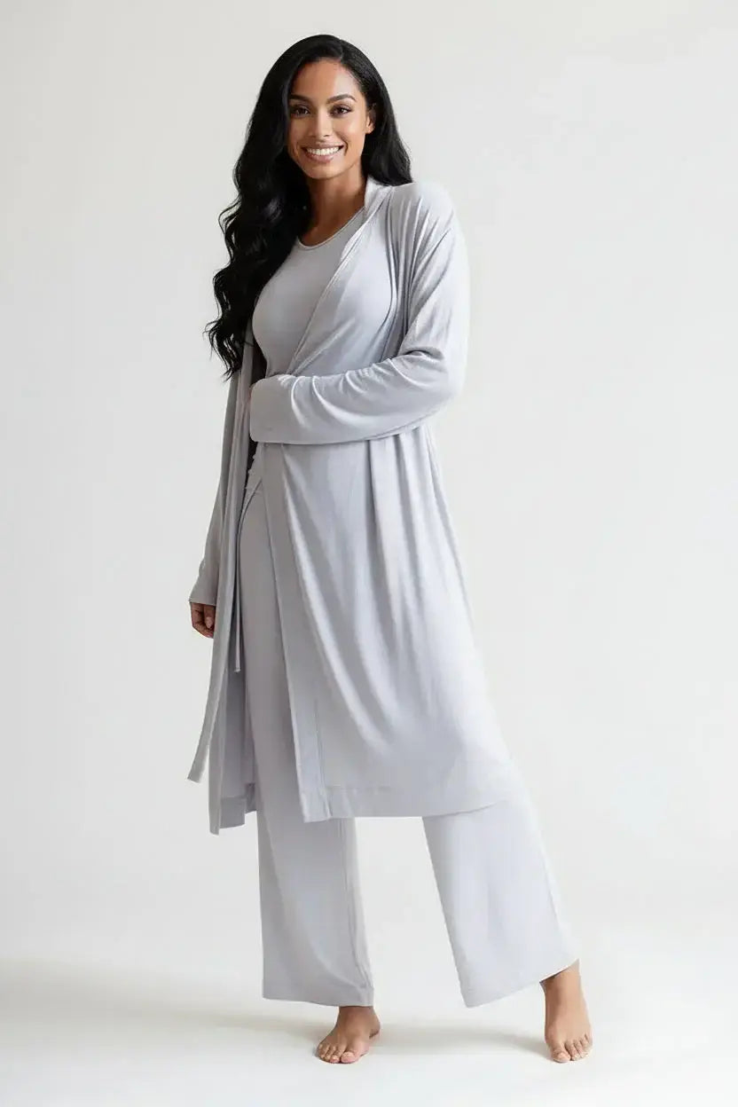 Collagen Lounge Robe - Pearl Grey - Buki - Flyclothing LLC