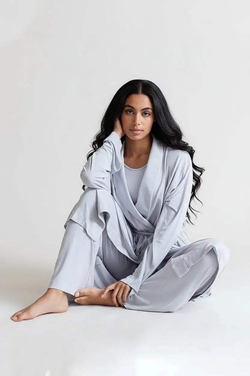 Collagen Lounge Robe - Pearl Grey - Buki - Flyclothing LLC