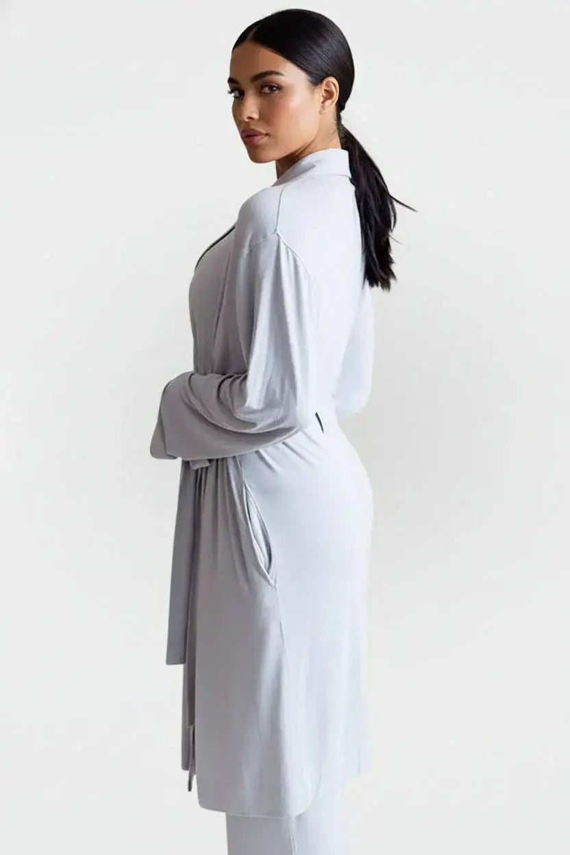 Collagen Lounge Robe - Pearl Grey - Buki - Flyclothing LLC