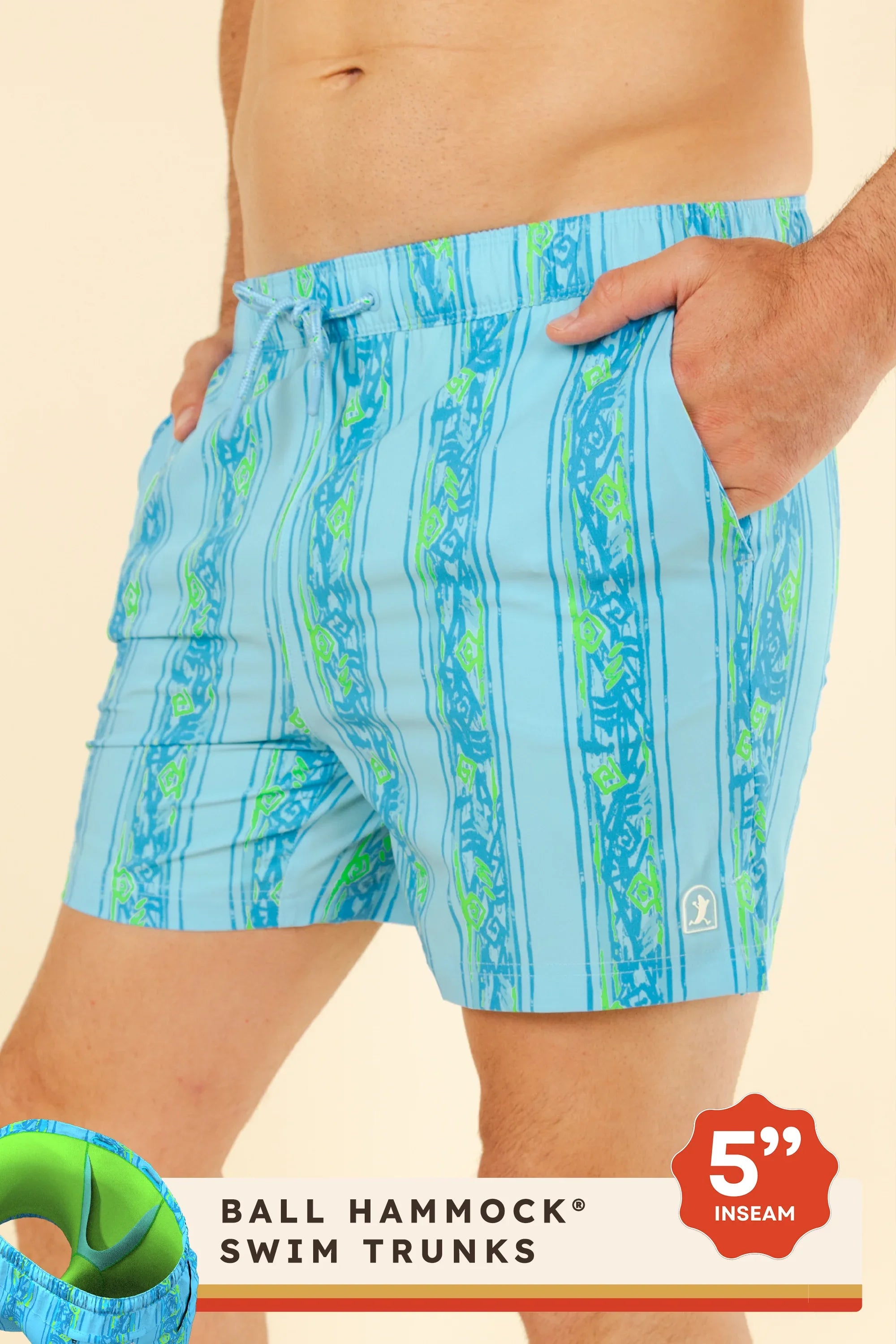 The Conch Shell | Light Blue Retro Ball Hammock® Pouch 5" Swim Trunks - Shinesty - Flyclothing LLC
