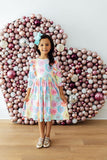 Conversation Hearts 3/4 Sleeve Ruffle Twirl Dress