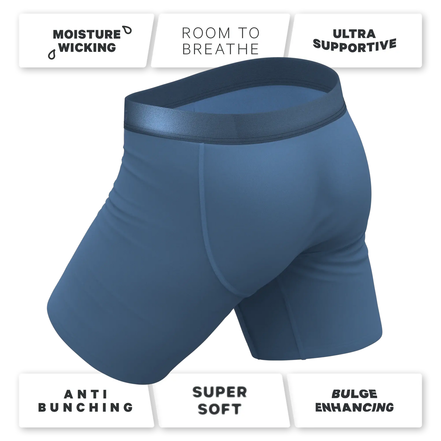 The Cool Cobalt | Slate Blue Long Leg Ball Hammock® Pouch Underwear With Fly - Shinesty - Flyclothing LLC