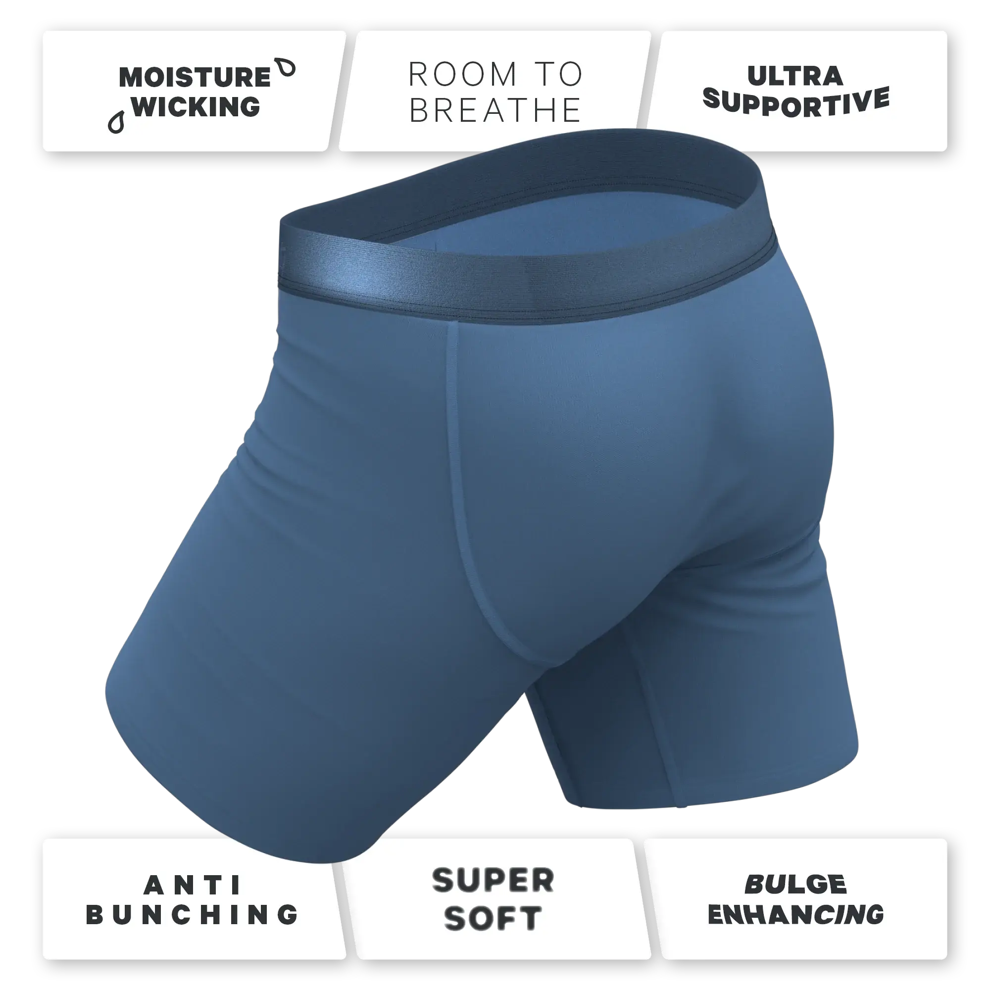 The Cool Cobalt | Slate Blue Long Leg Ball Hammock® Pouch Underwear With Fly - Shinesty - Flyclothing LLC