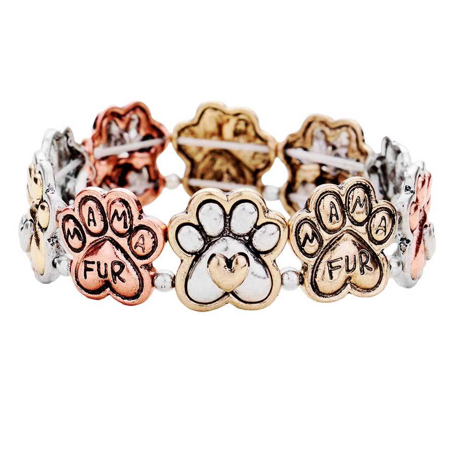 Fur Mama Animal Paw Metal Stretch Bracelet - Madeline Love - Flyclothing LLC