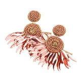 Felt Back Seed Beaded Boho Fringe Dangle Earrings - Madeline Love - Flyclothing LLC
