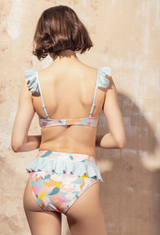 Ruffle Swim Bra | Bleached Honeysuckle Blooming Trellis