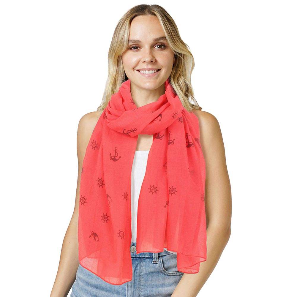 Anchor Patterned Scarf - Madeline Love - Flyclothing LLC