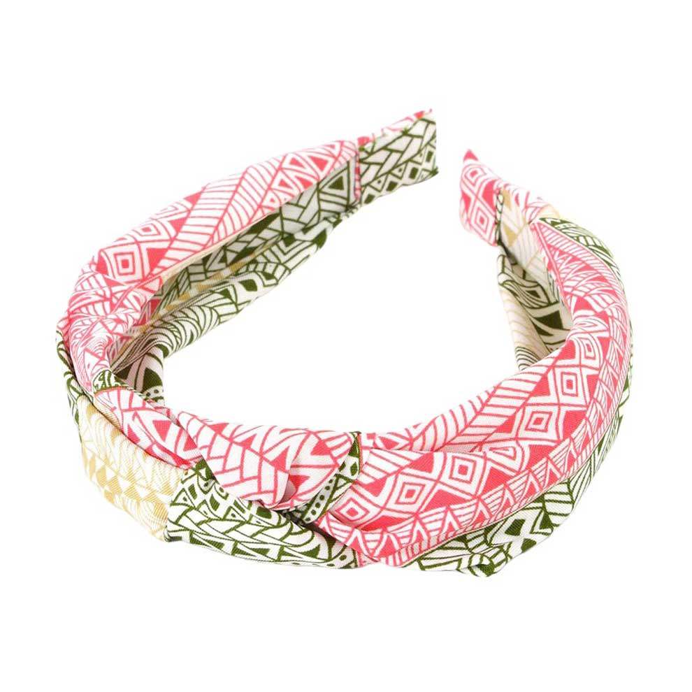 Aztec Patterned Burnout Knot Headband - Madeline Love - Flyclothing LLC