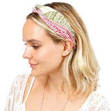 Aztec Patterned Burnout Knot Headband - Madeline Love - Flyclothing LLC
