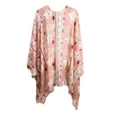 Boho Patterned Sheer Cover Up Kimono Poncho - Madeline Love - Flyclothing LLC