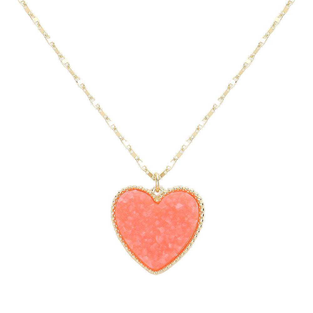 Druzy Heart Pendant Necklace - Madeline Love - Flyclothing LLC