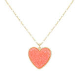 Druzy Heart Pendant Necklace - Madeline Love - Flyclothing LLC