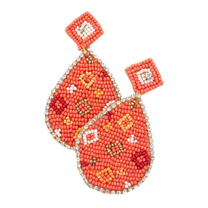 Felt Back Teardrop Beaded Dangle Earrings - Madeline Love - Flyclothing LLC