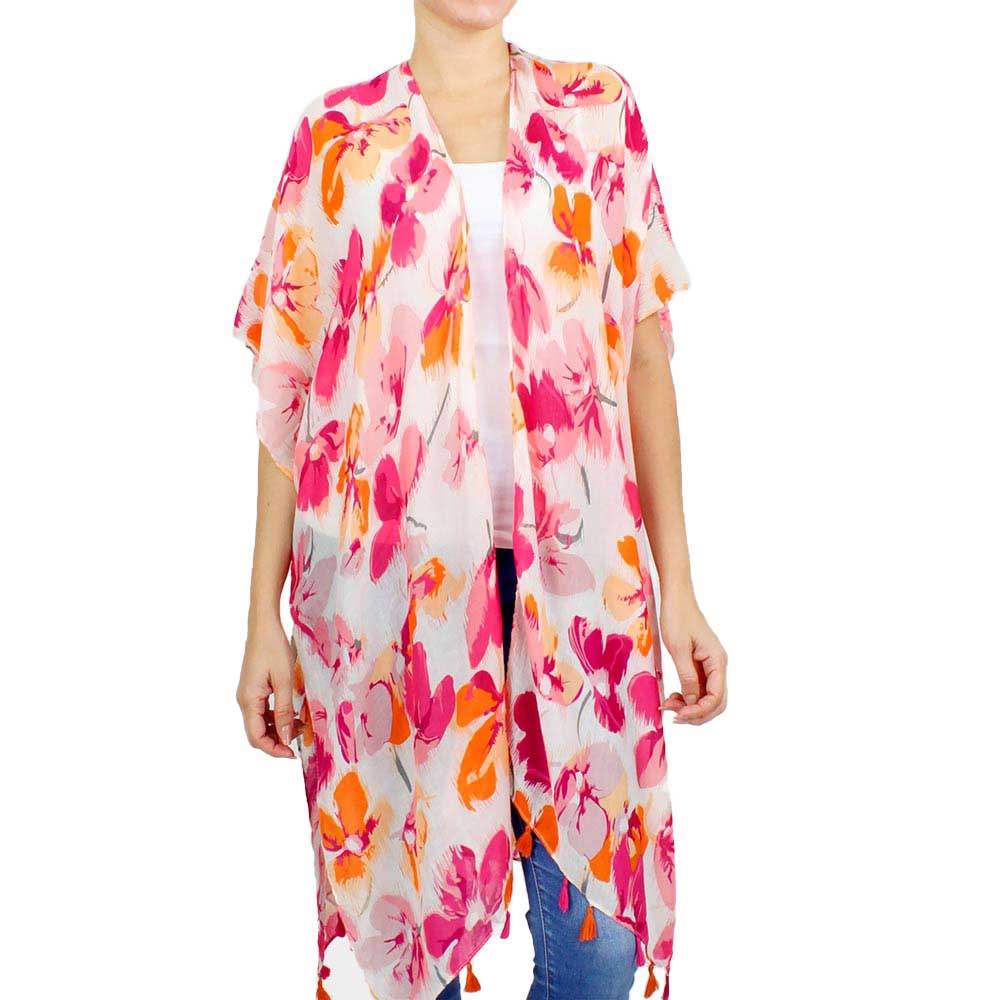 Fashionable Flower Printed Cover Up Kimono Poncho - Madeline Love - Flyclothing LLC