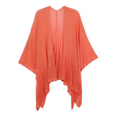Solid Knitted Mesh Trimmed Ruana - Madeline Love - Flyclothing LLC