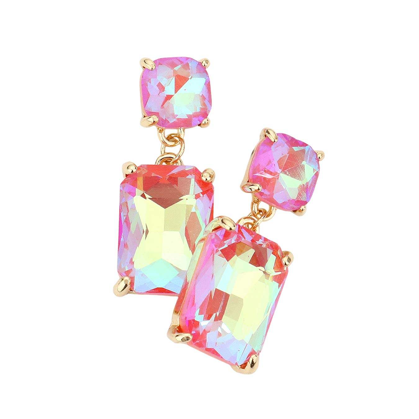 Square Rectangle Link Dangle Evening Earrings - Madeline Love - Flyclothing LLC