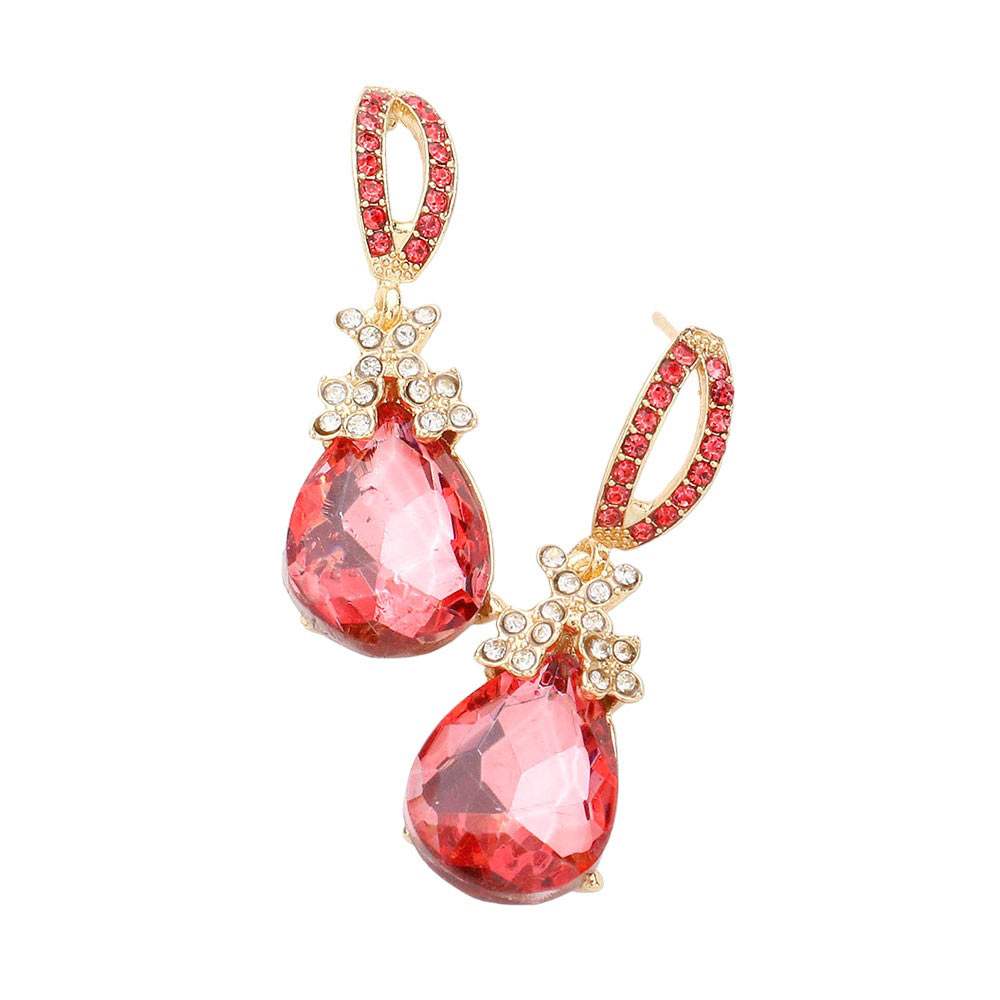 Teardrop Crystal Rhinestone Evening Earrings - Madeline Love - Flyclothing LLC