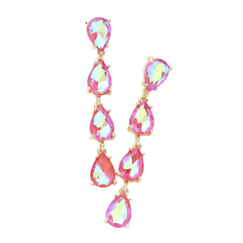 Teardrop Stone Link Dangle Evening Earrings - Madeline Love - Flyclothing LLC