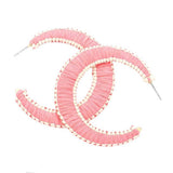 Woven Raffia Hoop Earrings - Madeline Love - Flyclothing LLC