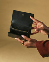 Costanza (black) - Italian calf leather women’s wallet - Leather Gloves Online - Flyclothing LLC
