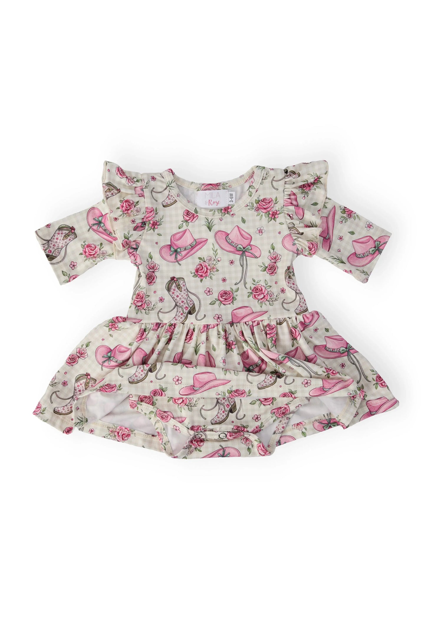 Cowgirl Cutie 3/4 Sleeve Flutter Twirl Bodysuit - Mila & Rose ® - Flyclothing LLC