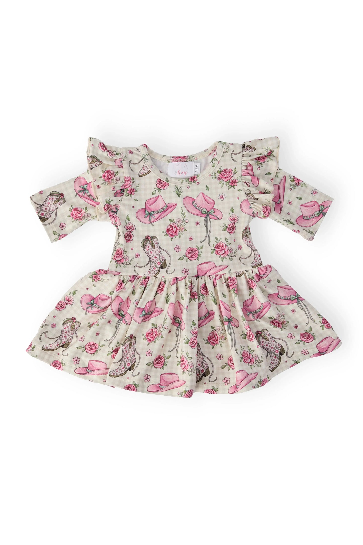 Cowgirl Cutie 3/4 Sleeve Flutter Twirl Bodysuit - Mila & Rose ® - Flyclothing LLC