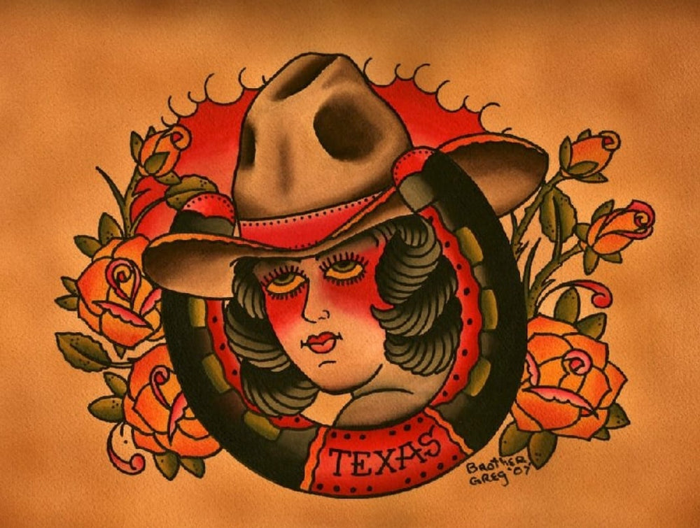 Black Market Art Company Cowgirl Horseshoe Print