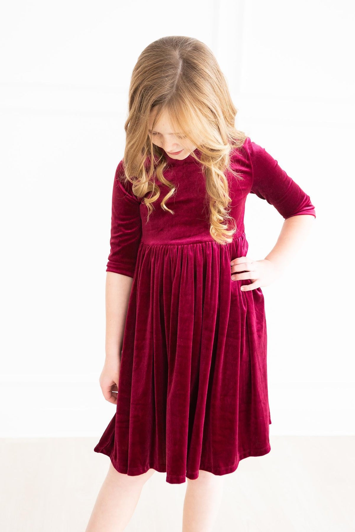 Cranberry Velvet Twirl Dress - Mila & Rose ® - Flyclothing LLC