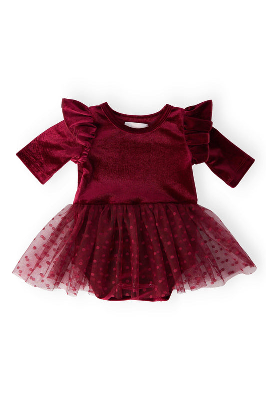 Cranberry Velvet Tutu Bodysuit - Mila & Rose ® - Flyclothing LLC
