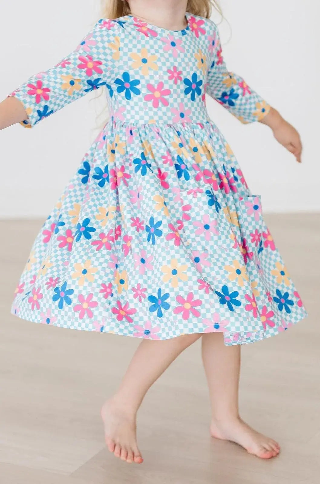 SALE Crazy Daisy 3/4 Sleeve Pocket Twirl Dress - Mila & Rose ® - Flyclothing LLC