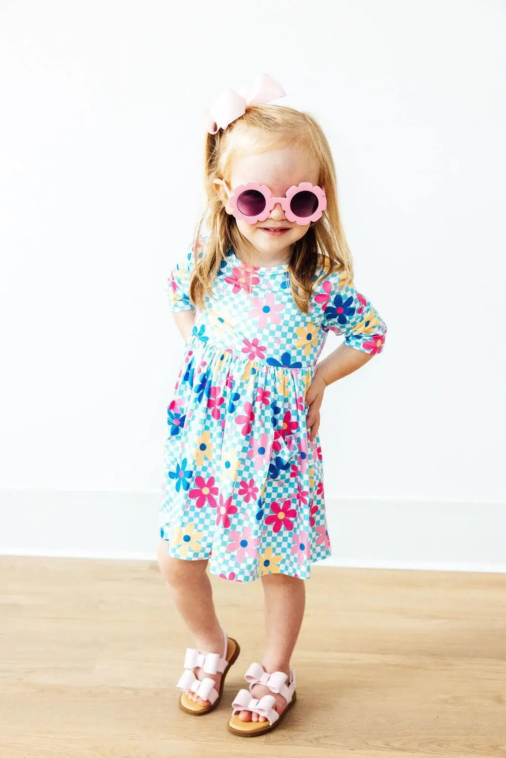 SALE Crazy Daisy 3/4 Sleeve Pocket Twirl Dress - Mila & Rose ® - Flyclothing LLC