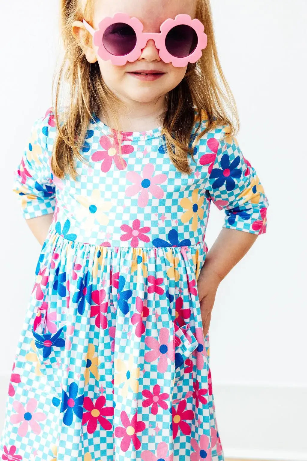 SALE Crazy Daisy 3/4 Sleeve Pocket Twirl Dress - Mila & Rose ® - Flyclothing LLC
