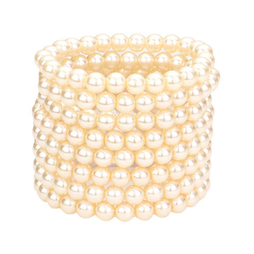 8PCS Pearl Stack Stretch Bracelets - Madeline Love - Flyclothing LLC