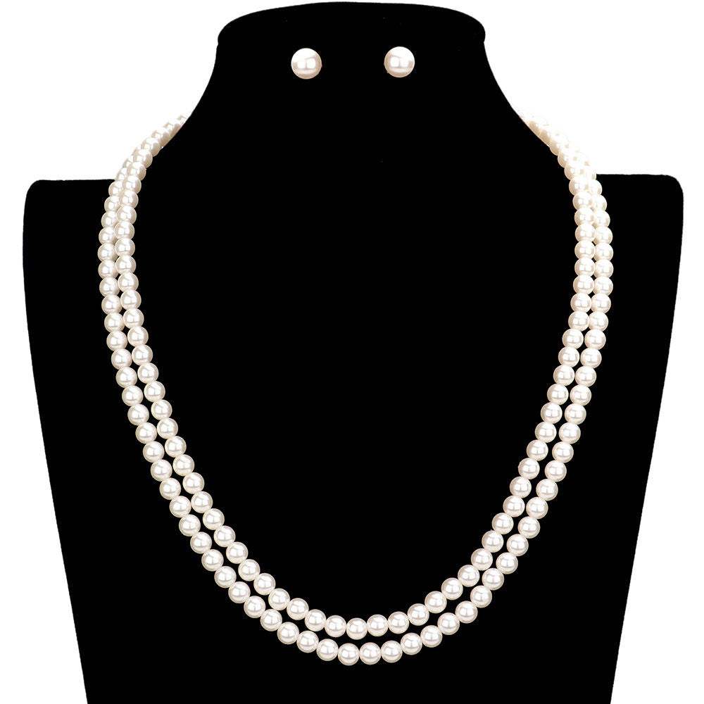 Double Layered Pearl Necklace - Madeline Love - Flyclothing LLC