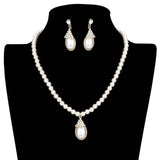 Crystal Pave Teardrop Pearl Pendant Necklace - Madeline Love - Flyclothing LLC
