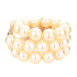 Glass Stone Accented Pearl Stretch Bracelet - Madeline Love - Flyclothing LLC