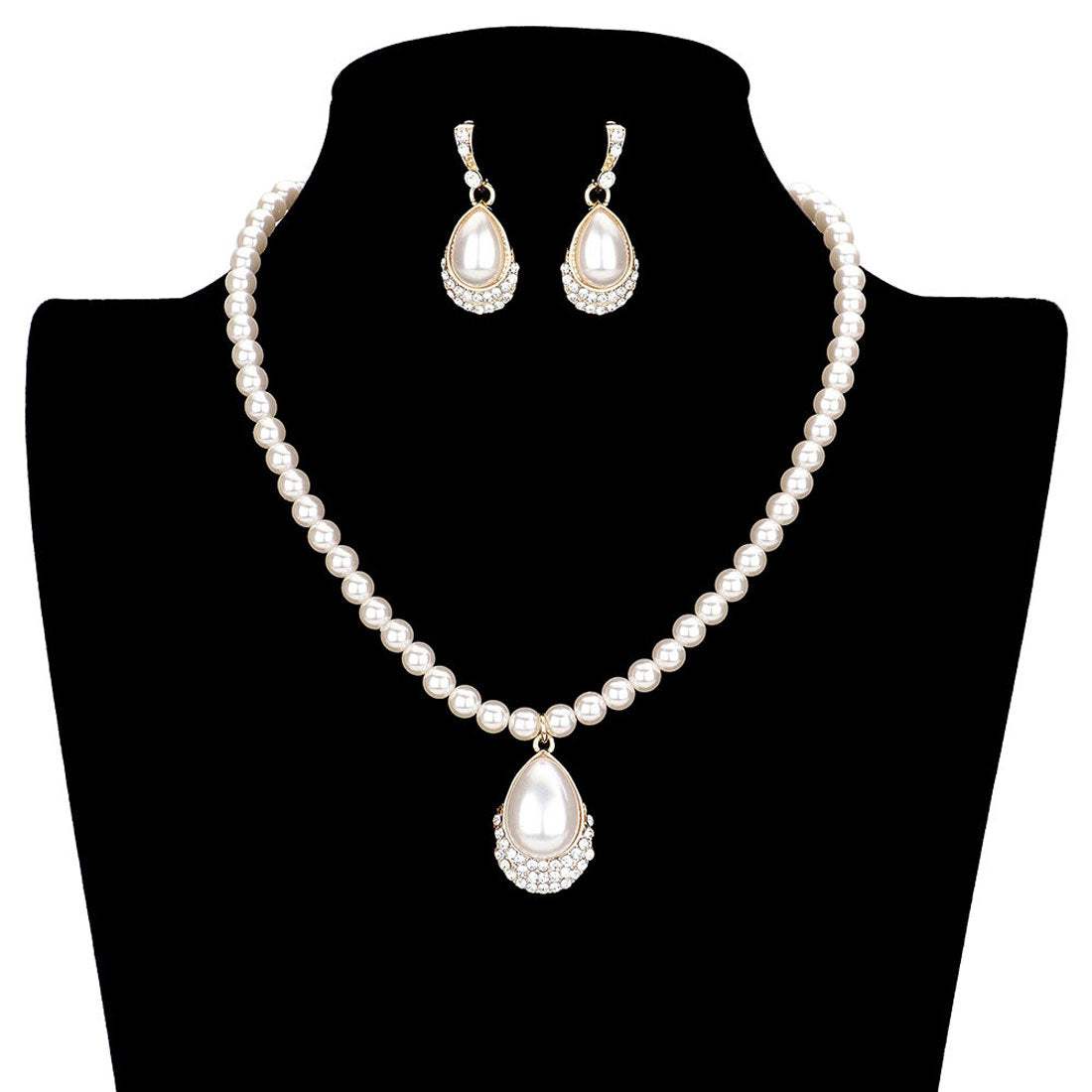 Teardrop Pendant Pearl Strand Necklace - Madeline Love - Flyclothing LLC