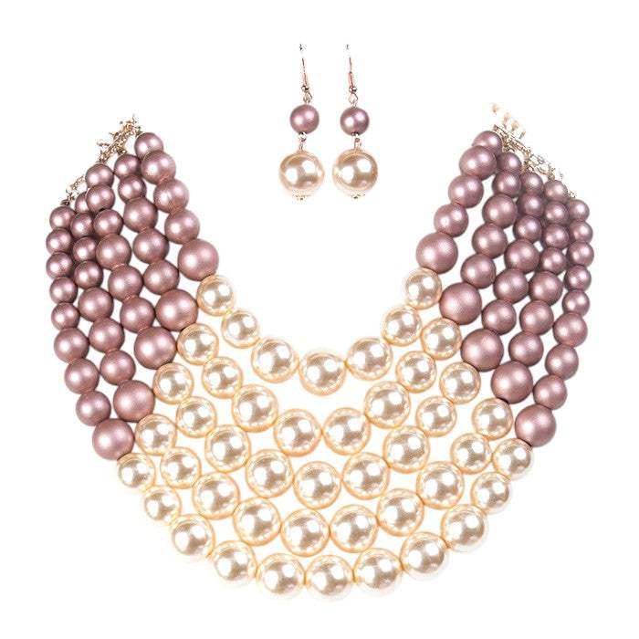 Chunky Multi Strand Pearl Bib Necklace - Madeline Love - Flyclothing LLC