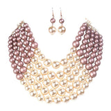 Chunky Multi Strand Pearl Bib Necklace - Madeline Love - Flyclothing LLC