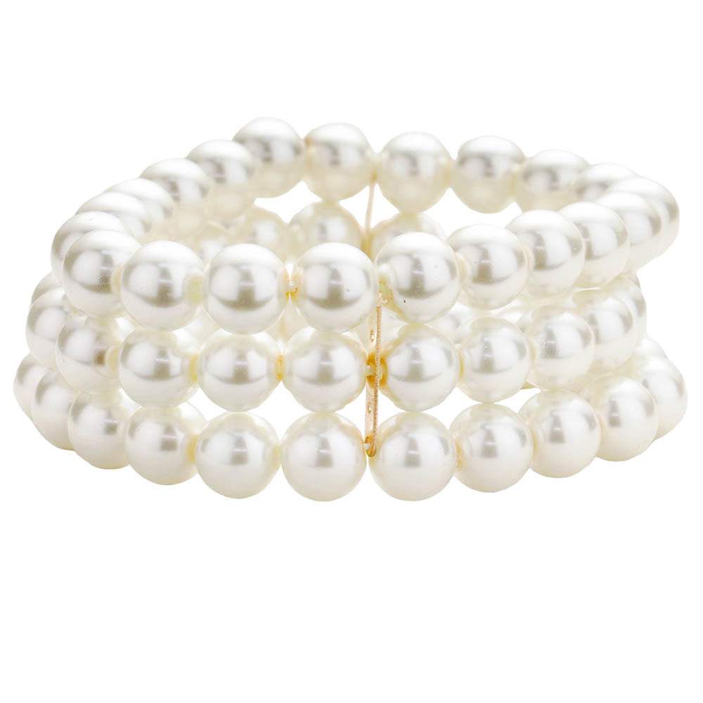 Multi Layered Pearl Stretch Bracelet - Madeline Love - Flyclothing LLC