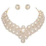 Pearl Accented Evening Necklace Earring Set - Madeline Love - Flyclothing LLC