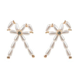 Pearl Beads Bow Earrings - Madeline Love - Flyclothing LLC