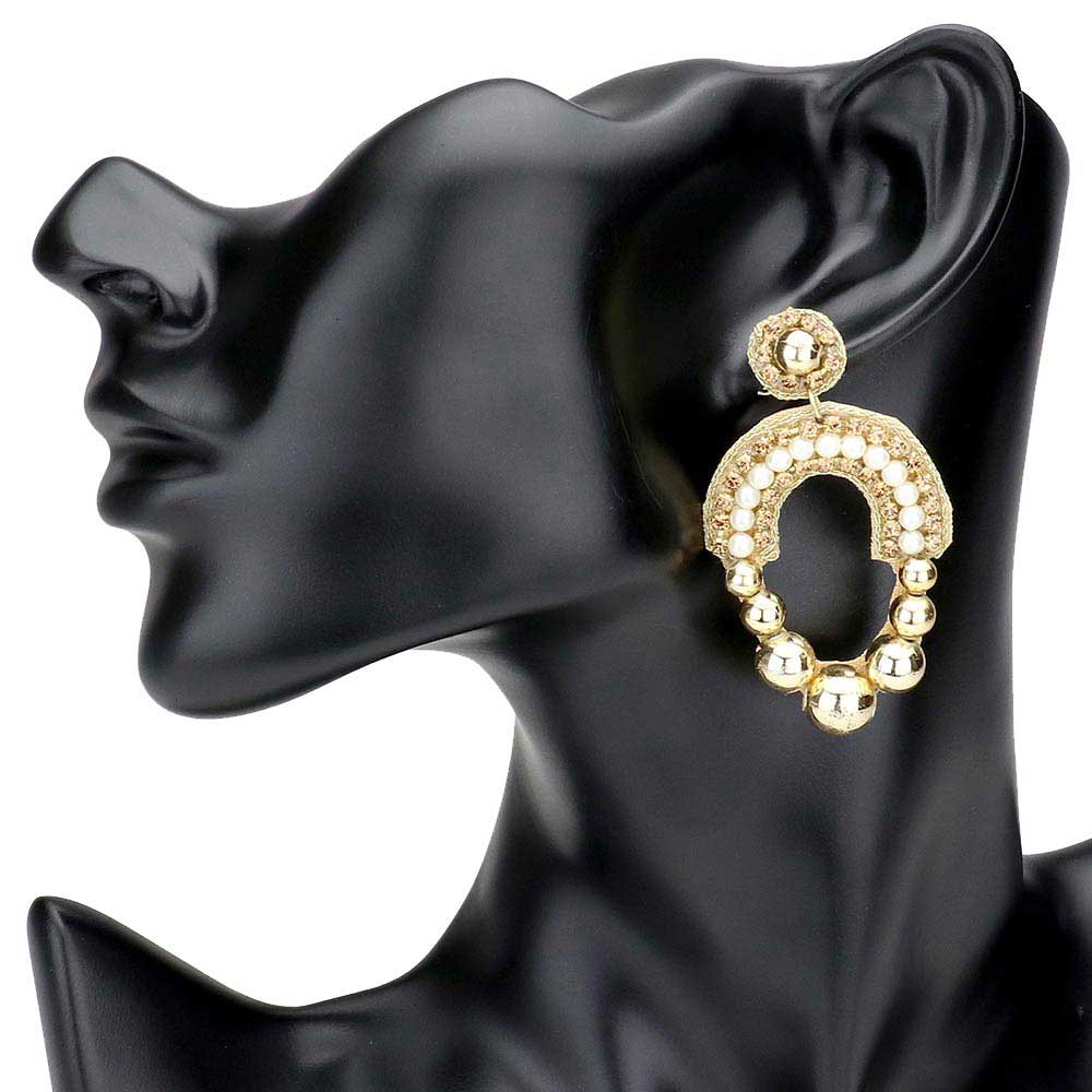 Pearl Metal Ball Cluster Abstract Dangle Earrings - Madeline Love - Flyclothing LLC